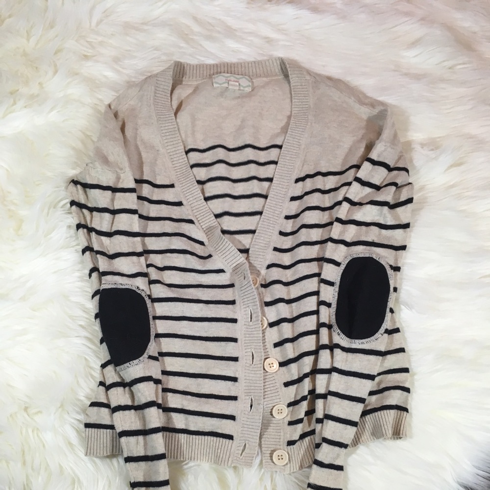 Striped cardigan with elbow patches